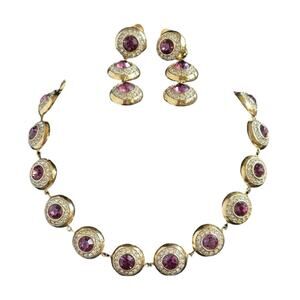 Vintage 80’s Rhinestone & Purple Sapphire Bridal Set